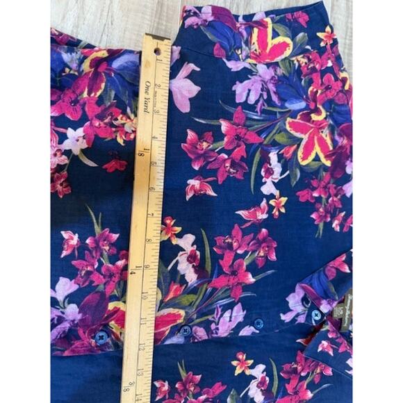 Tommy Bahama Women's 100% Linen Floral Tropical Short Sleeve Top - Size L - Picture 7 of 15
